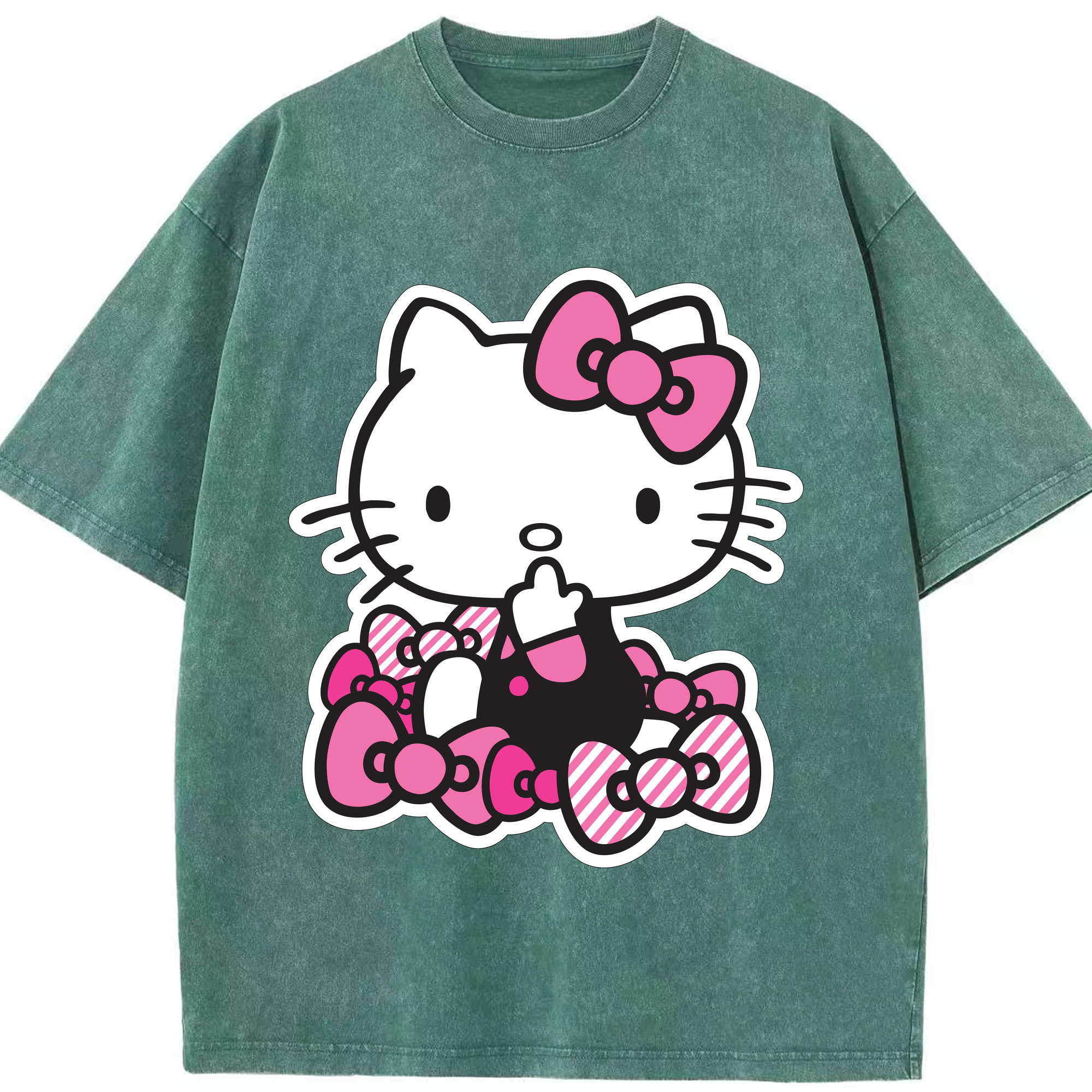 （画像用） Hello Kitty ハローキティ 綿100% ヴィンテージ風 半袖Tシャツ（フロントプリント）
